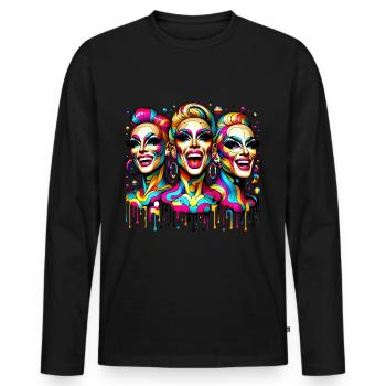 Glanzvolles Trio - Glamorous Trio - Männer Premium Bio Langarmshirt - Schwarz - Vorne - Nico (187cm)