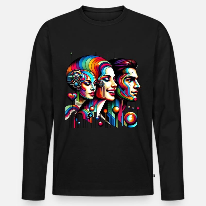 Cyber Vielfalt - Cyber Diversity 1 - Männer Premium Bio Langarmshirt - Schwarz