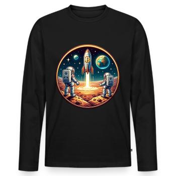 Bitcoin Halving 2024 BTC HODL Crypto - Men's Premium Organic Long Sleeve Shirt - black - Front - Nico (187cm)