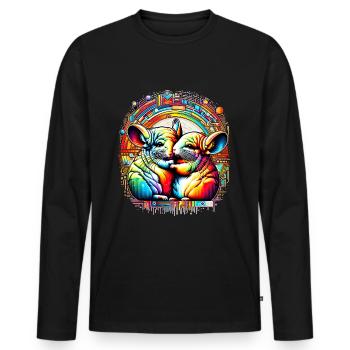 Farbenkuscheln - Chinchillas im Bund - Männer Premium Bio Langarmshirt - Schwarz - Vorne - Nico (187cm)
