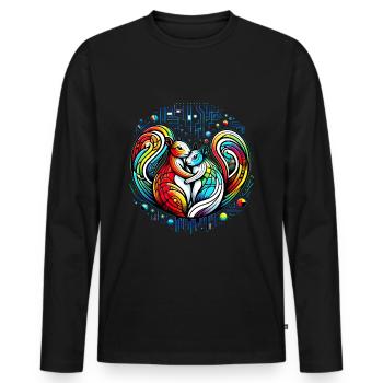 Farbenwind - Vereinte Eichhörnchen - Männer Premium Bio Langarmshirt - Schwarz - Vorne - Nico (187cm)