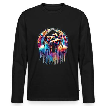 Cosmic Camels - Techno Mirage - Männer Premium Bio Langarmshirt - Schwarz - Vorne - Nico (187cm)