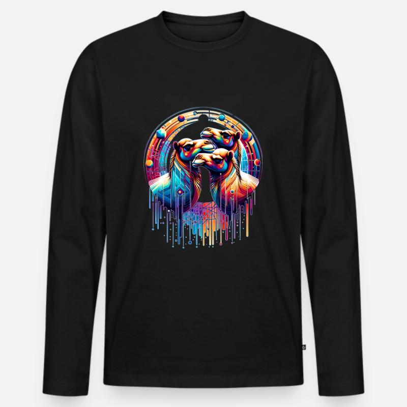 Cosmic Camels - Techno Mirage - Männer Premium Bio Langarmshirt - Schwarz