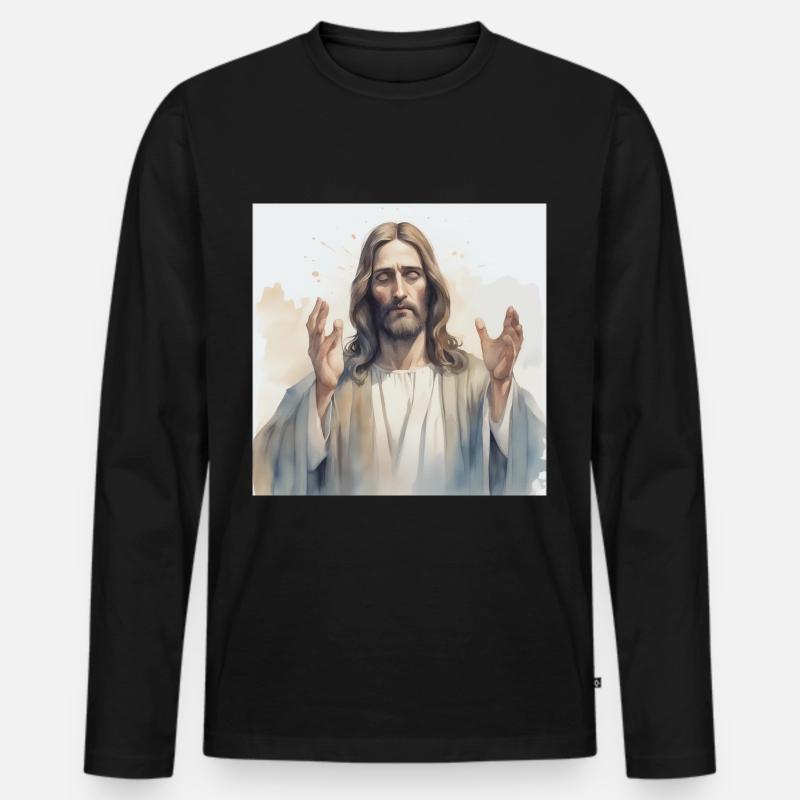Jesus Gott Messias - Männer Premium Bio Langarmshirt - Schwarz