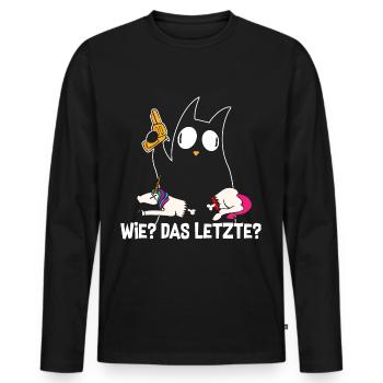 Comment le dernier chat mange les chats licornes - T-shirt manches longues Premium bio Homme - noir - Devant - Nico (187cm)