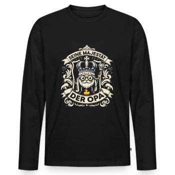 Seine Majestät der Opa - Männer Premium Bio Langarmshirt - Schwarz - Vorne - Nico (187cm)