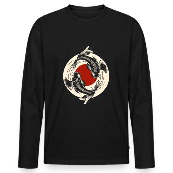 Japanese Koi Fish Yin Yang Design - Men's Premium Organic Long Sleeve Shirt - black - Front - Nico (187cm)