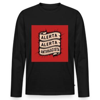 Alerta Antifaschist - Männer Premium Bio Langarmshirt - Schwarz - Vorne - Nico (187cm)