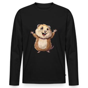 Le lemming joyeux vous invite - T-shirt manches longues Premium bio Homme - noir - Devant - Nico (187cm)