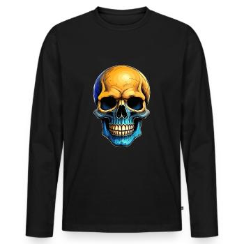 Totenkopf - Männer Premium Bio Langarmshirt - Schwarz - Vorne - Nico (187cm)