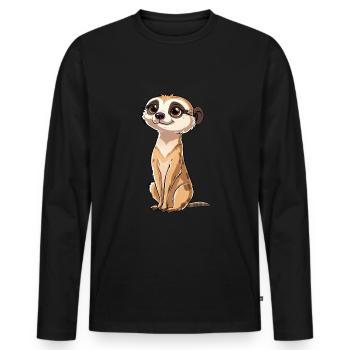 Verspielter Erdmännchen Blick - Männer Premium Bio Langarmshirt - Schwarz - Vorne - Nico (187cm)