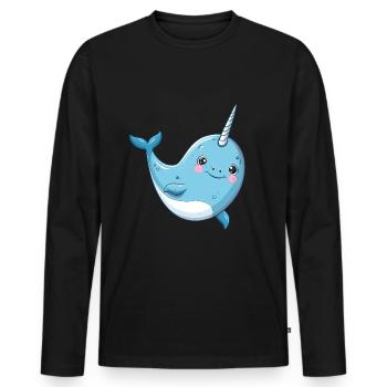 Monde sous-marin ludique de la licorne narval - T-shirt manches longues Premium bio Homme - noir - Devant - Nico (187cm)