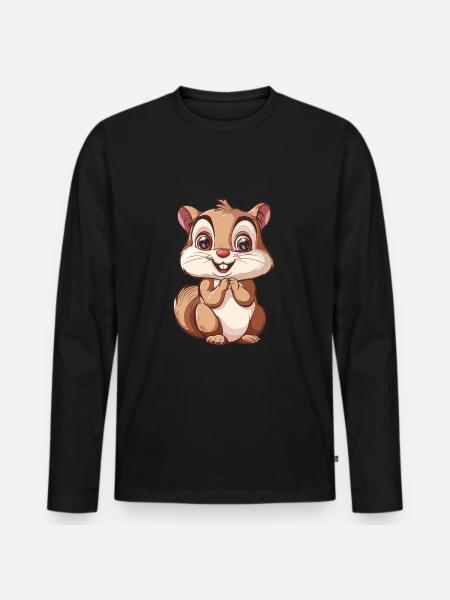 Cute Smiling Squirrel Motif - Men's Premium Organic Long Sleeve Shirt - black