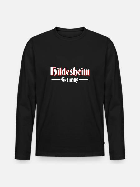 Hildesheim - Männer Premium Bio Langarmshirt - Schwarz