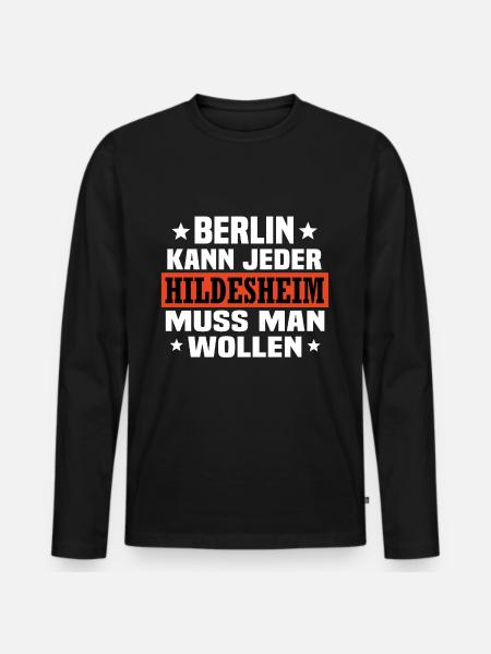Hildesheim - Männer Premium Bio Langarmshirt - Schwarz
