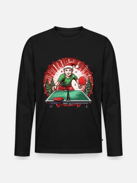 Christmas Elf Ping Pong - Men's Premium Organic Long Sleeve Shirt - black