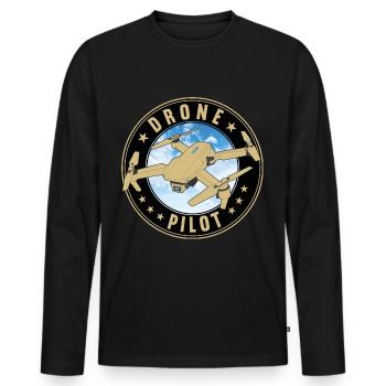 Drone Drone Pilote Drones Drone quadricoptère - T-shirt manches longues Premium bio Homme - noir - Devant - Nico (187cm)