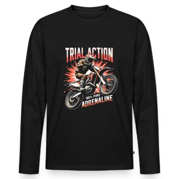 Trial Action 100% Pure Adrenaline Motocross Biker - Men's Premium Organic Long Sleeve Shirt - black - Front - Nico (187cm)
