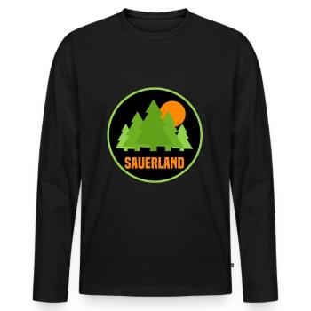 Sauerland - Männer Premium Bio Langarmshirt - Schwarz - Vorne - Nico (187cm)