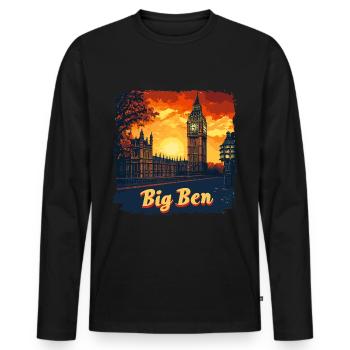Vue panoramique de Big Ben - T-shirt manches longues Premium bio Homme - noir - Devant - Nico (187cm)