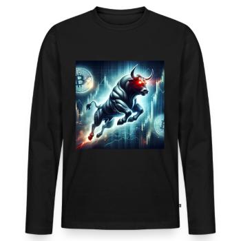 Bitcoin Bullrun Crypto BTC - Men's Premium Organic Long Sleeve Shirt - black - Front - Nico (187cm)