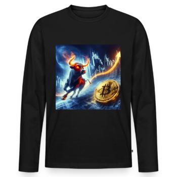 Bitcoin Bullrun Crypto BTC - Men's Premium Organic Long Sleeve Shirt - black - Front - Nico (187cm)