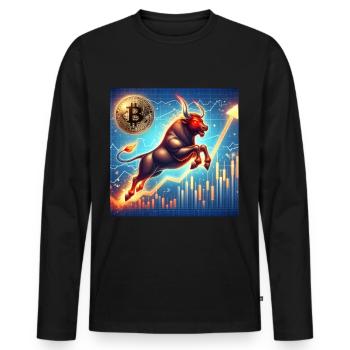 Bitcoin Bullrun Crypto - Men's Premium Organic Long Sleeve Shirt - black - Front - Nico (187cm)