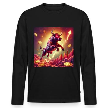 Bitcoin Bullrun Crypto - Men's Premium Organic Long Sleeve Shirt - black - Front - Nico (187cm)