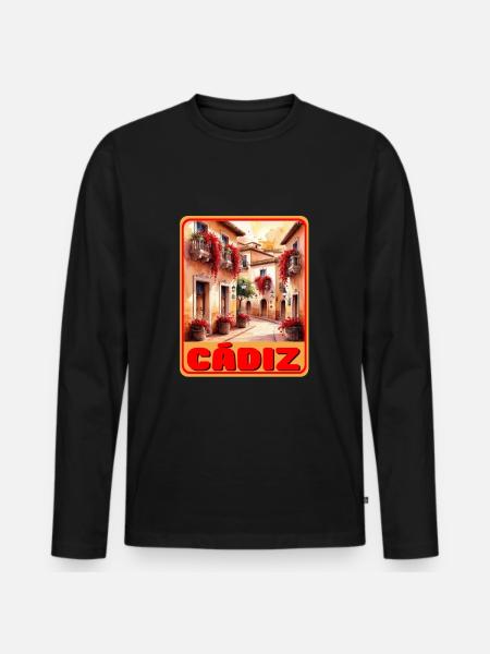 Cadiz Andalusien - Männer Premium Bio Langarmshirt - Schwarz