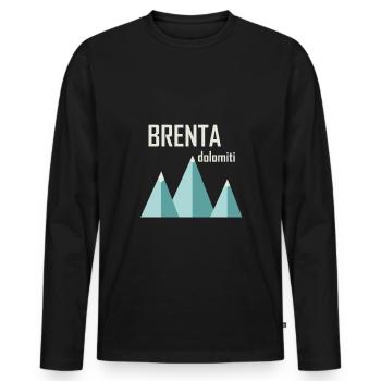 Minimal Berge Brenta - Männer Premium Bio Langarmshirt - Schwarz - Vorne - Nico (187cm)