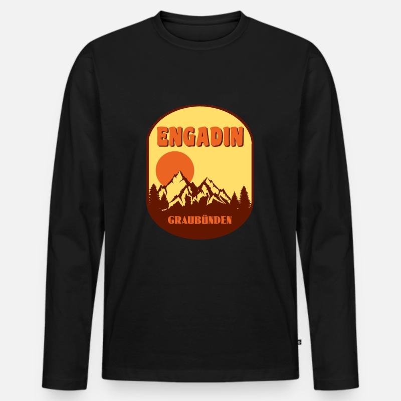 Engadin - Männer Premium Bio Langarmshirt - Schwarz