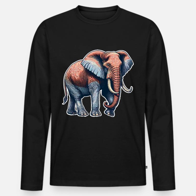Elefant - Männer Premium Bio Langarmshirt - Schwarz