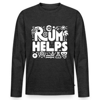 Rum Helps 8 - Männer Premium Bio Langarmshirt - Anthrazit meliert - Vorne - Nico (187cm)