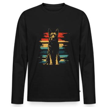 German Shepherd Vintage - Men's Premium Organic Long Sleeve Shirt - black - Front - Nico (187cm)