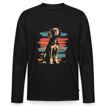 Beagle Vintage Retro - Männer Premium Bio Langarmshirt - Schwarz - Vorne - Nico (187cm)
