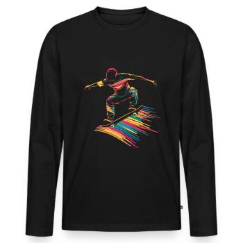 Buntes Skateboard Skating Skateboarding - Männer Premium Bio Langarmshirt - Schwarz - Vorne - Nico (187cm)