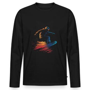 Snowboarder Snowboarding Sprung Bunt - Männer Premium Bio Langarmshirt - Schwarz - Vorne - Nico (187cm)