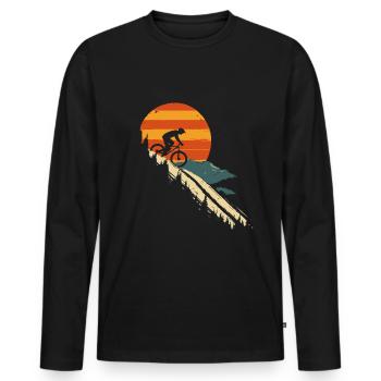 Downhill Mountain Biking Downhill Vintage - Men's Premium Organic Long Sleeve Shirt - black - Front - Nico (187cm)