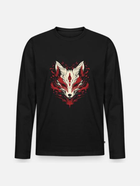 Japan Kitsune Fox Mask - Men's Premium Organic Long Sleeve Shirt - black
