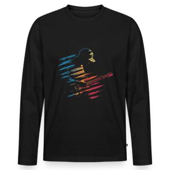 Electric Guitar Guitar Guitarist Silhouette Vintage - Men's Premium Organic Long Sleeve Shirt - black - Front - Nico (187cm)