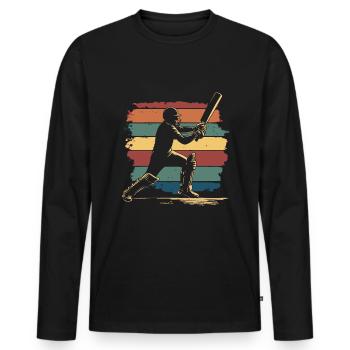 Cricket Player Vintage - Men's Premium Organic Long Sleeve Shirt - black - Front - Nico (187cm)