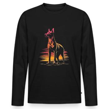 Doberman Vintage Silhouette - T-shirt manches longues Premium bio Homme - noir - Devant - Nico (187cm)