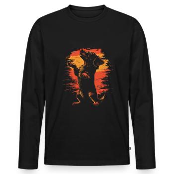 Dachshund Vintage Silhouette - Men's Premium Organic Long Sleeve Shirt - black - Front - Nico (187cm)