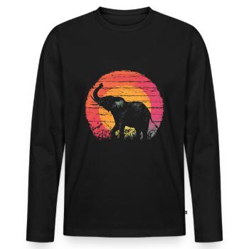 Elephant Vintage Sunset Silhouette - Men's Premium Organic Long Sleeve Shirt - black - Front - Nico (187cm)
