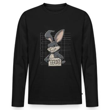 Hase Eierdieb Osterhase Mugshot Polizeifoto Ostern - Männer Premium Bio Langarmshirt - Schwarz - Vorne - Nico (187cm)