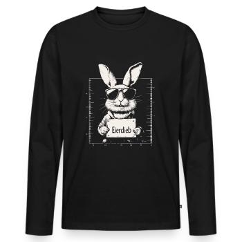 Hase Eierdieb Osterhase Mugshot Polizeifoto Ostern - Männer Premium Bio Langarmshirt - Schwarz - Vorne - Nico (187cm)