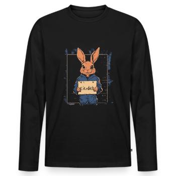 Hase Eierdieb Osterhase Mugshot Polizeifoto Ostern - Männer Premium Bio Langarmshirt - Schwarz - Vorne - Nico (187cm)