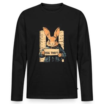 Hase Eierdieb Osterhase Mugshot Polizeifoto Ostern - Männer Premium Bio Langarmshirt - Schwarz - Vorne - Nico (187cm)