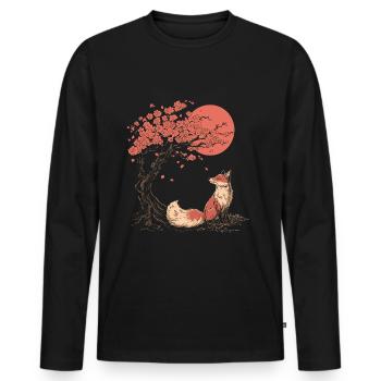 Fox Sakura Tree Church Blossom Japan - Men's Premium Organic Long Sleeve Shirt - black - Front - Nico (187cm)