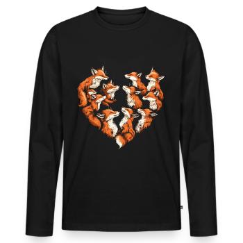 Füchse Herz Fuchs Herzform - Männer Premium Bio Langarmshirt - Schwarz - Vorne - Nico (187cm)
